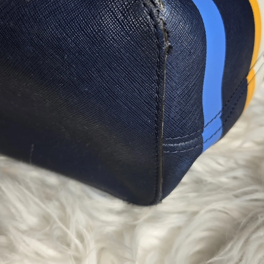Michael Kors Blue and Yellow Striped Tote